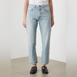 Toteme light blue twisted seam straight jeans
